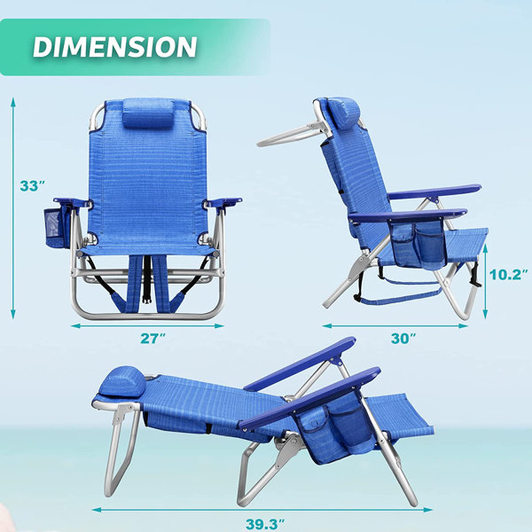 Arlmont & Co. Heavy Duty Folding Tall Backpack Beach Chair,high Back
